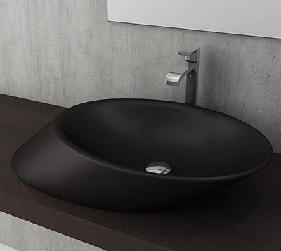 Bocchi 1013-004-0125 Vessel Yatay Çanak Lavabo 72 cm Mat Siyah