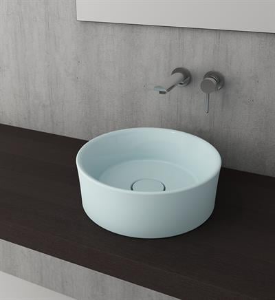 Bocchi Vessel Yuvarlak Çanak Lavabo 38cm Mat Buz Mavisi