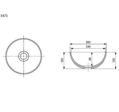 Bocchi Vessel Yuvarlak Mini Lavabo 26cm Parlak Siyah