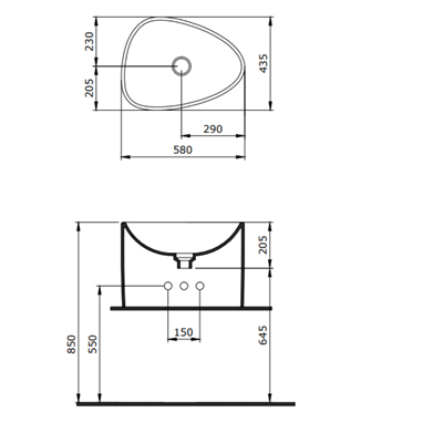 Bocchi 1162-020-0125 Etna TezgahÜstü Monoblok Lavabo M. Antrasit 