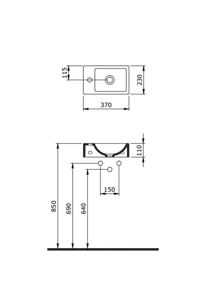 Bocchi 1419-002-0126 Milano Dar Sağ Lavabo 37 Cm Mat Beyaz