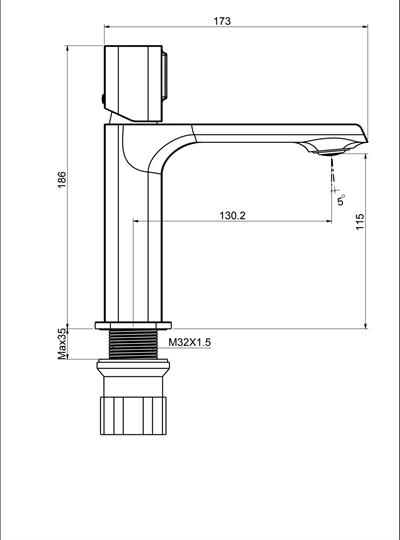 CREAVİT AL1500S Alfa Lavabo Armatürü Mat Siyah