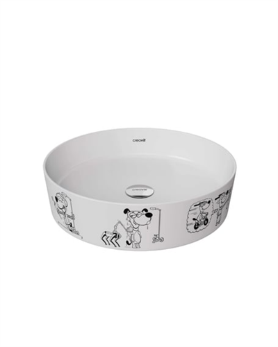 Creavit LP140 Loop Yuvarlak Çanak Lavabo Ø40 cm Karikatür Desen Uygulamalı