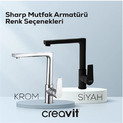 Creavit SR8500S Sharp Mutfak Armatürü Siyah