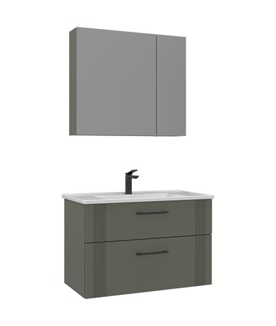 Orka Bari 85 cm Banyo Dolabı Takımı Mat Yeşil