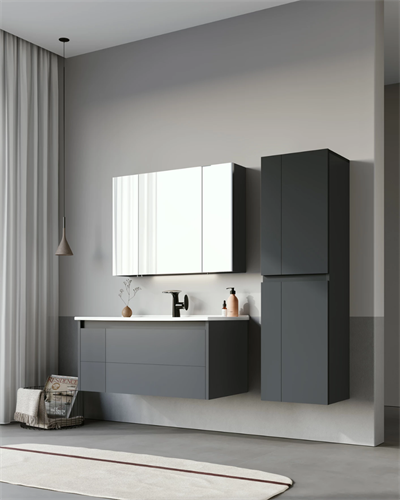 Orka Likya 100 CM Banyo Dolabı Takımı Mat Antrasit