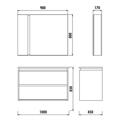 Creavit Verti Banyo Mobilyası Takımı Çekmeceli 100 cm Açık Meşe