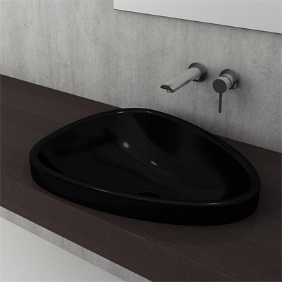 Bocchi 1112-005-0125 Etna Tezgah Üstü Lavabo Parlak Siyah 58 Cm