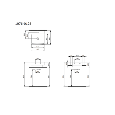 Bocchi Scala tezgah üstü lavabo 48 cm Parlak Beyaz 1076-001-0126