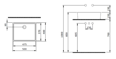 BOCCHİ 1215-029-0125 Bocchi Milano Çanak Lavabo 50 cm Mat Buz Mavi