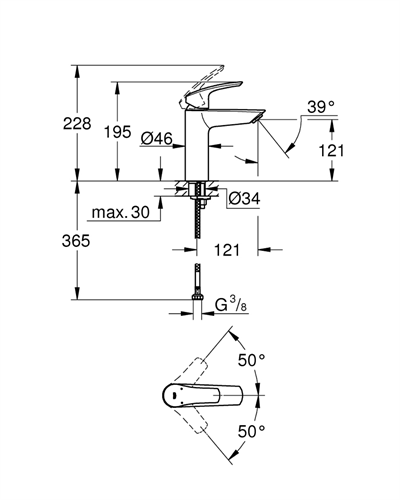GROHE Eurosmart Tek Kumandalı Lavabo Bataryası M-Boyut Mat Siyah 233242433