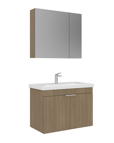Orka Desna 90 cm Ayna Dolaplı Banyo Dolabı Takımı Meşe (Budva)