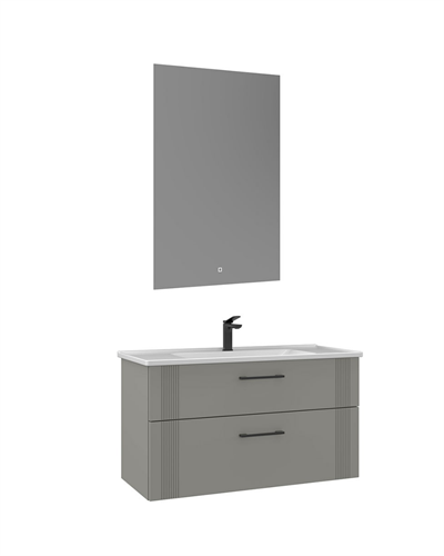 Orka Bari 100 cm Banyo Dolabı Takımı Led Aynalı Mat Kaşmir