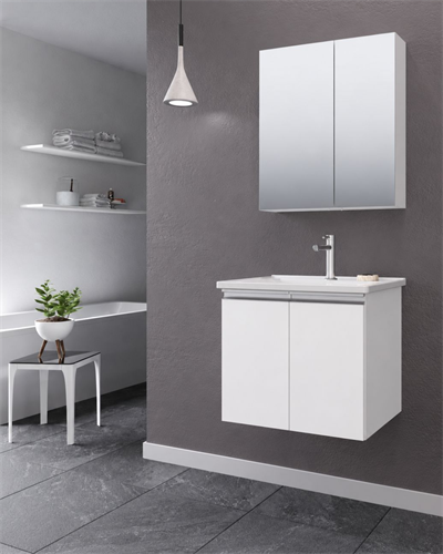 Orka Terme 60 CM Kapaklı Banyo Dolabı Takım Parlak Beyaz