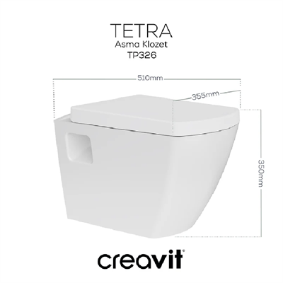 CREAVİT TP326 Asma Klozet ve Creavit Yavaş Kapanır Klozet Kapağı