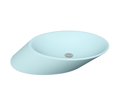 Bocchi 1013-029-0125 Vessel Yatay Çanak Lavabo 72 cm Mat Buz Mavi