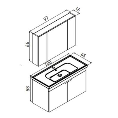 Orka Desna 100 cm Ayna Dolaplı Banyo Dolabı Takımı  Budva