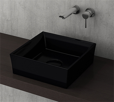 Bocchi Vessel Tezgah Üstü Lavabo 38x38 cm P. Siyah 1173-005-0125