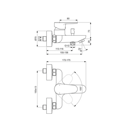 İdeal Standard BC500AA Cerafine O Banyo Bataryası-Chrome
