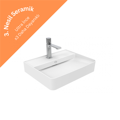 Creavit RB051.00MB Ruby Tezgah Üzeri Lavabo 50x40 cm İnci Mat  Beyaz