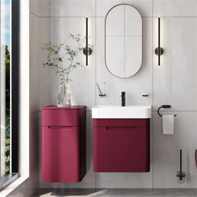 Creavit CO0060.41 Colorit Kapaklı Lavabo Dolabı 60 cm Ve Oval Ayna Berry