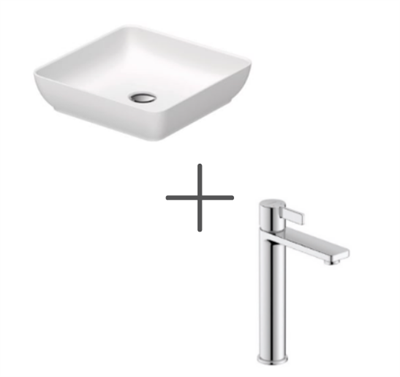 Duravit Sivida Çanak Lavabo 40 cm Mat Beyaz Ve  D-Neo Lavabo Bataryası, Large