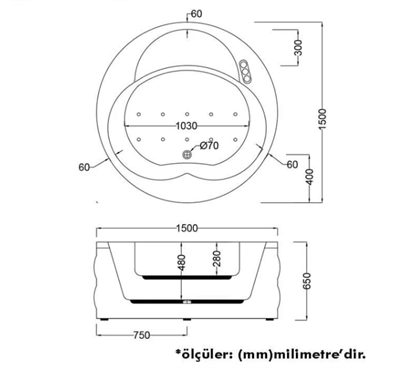 SANACRYL Round Spa & Havuz S451 150x65h