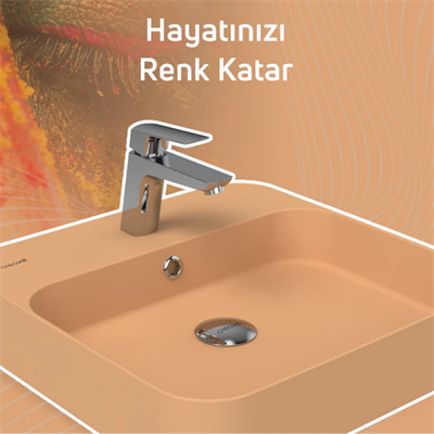 Creavit LP046-00ST00E-0000 Loop Kare Çanak Lavabo - Şeftali Tüyü