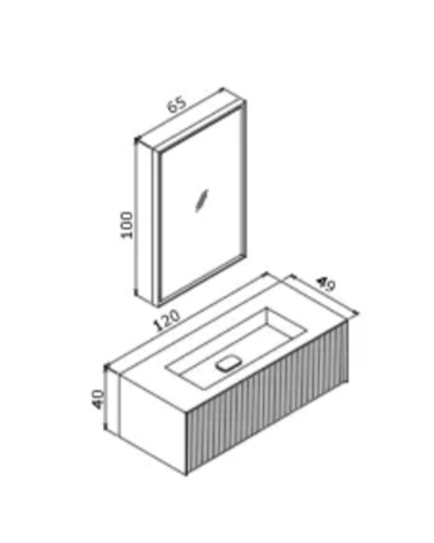 Orka Cube 120 CM Banyo Dolabı Takımı Mat Gri