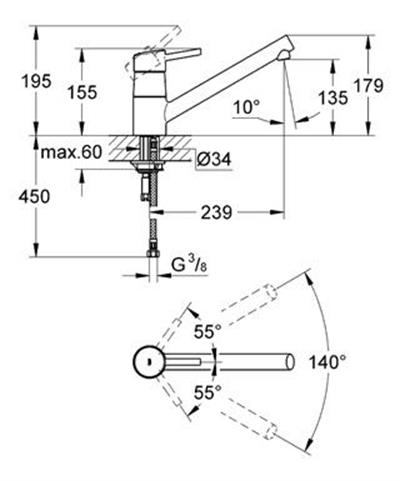 Grohe 32659001 Concetto Tek Kumandalı Eviye Bataryası Krom