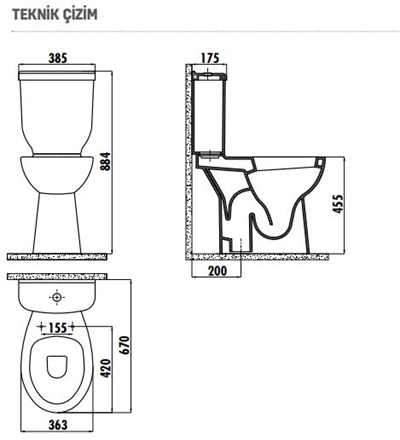 Creavit BD305 Bedensel Engelli Alttan Çıkışlı Klozet ve Kapak