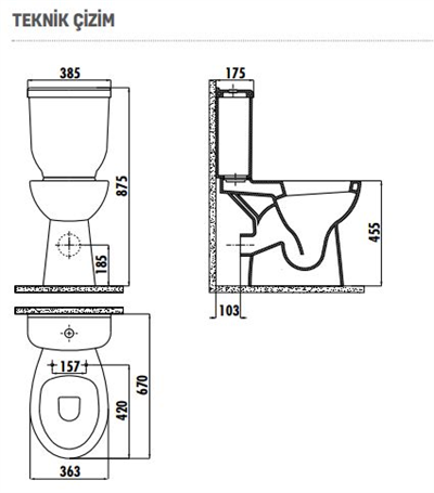 Creavit BD315 Bedensel Engelli Arkadan Çıkışlı Klozet