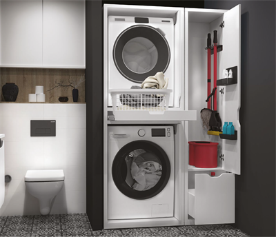 Creavit CM2070.01+MB2200.01Çamaşır ve Kurutma Makinesi Dolabı Takımı (Mop Temizlik Malzeme Dolabı dahil)