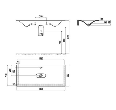Creavit DP120 DROP 120 CM LAVABO 
