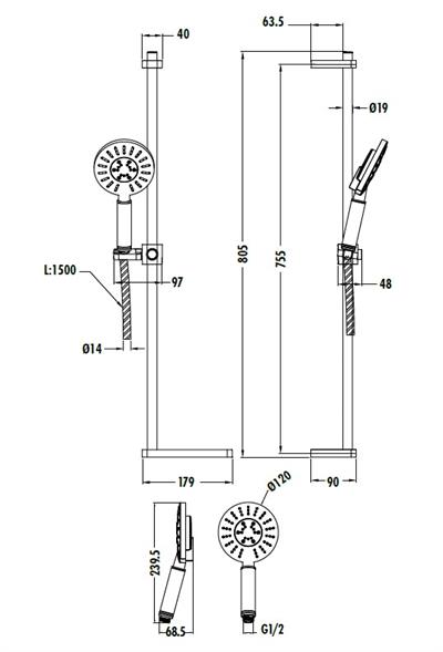 Creavit SH463 Sürgülü Duş Sistemi-3 Fonksiyonlu