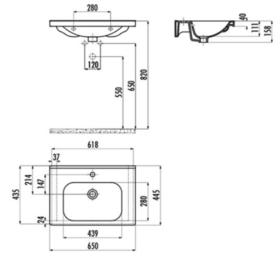Creavit EK065  Eksen Etajerli Lavabo 65 cm