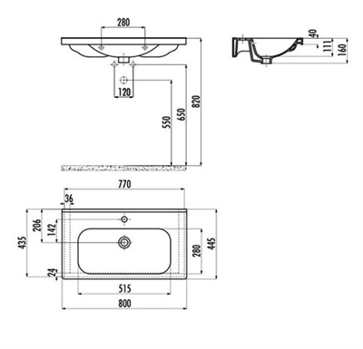 Creavit EK080 Eksen Etajerli Lavabo 80 cm