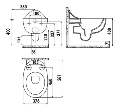 Creavıt Foglia Rim Off Asma Klozet Fg321 Ve Kapak