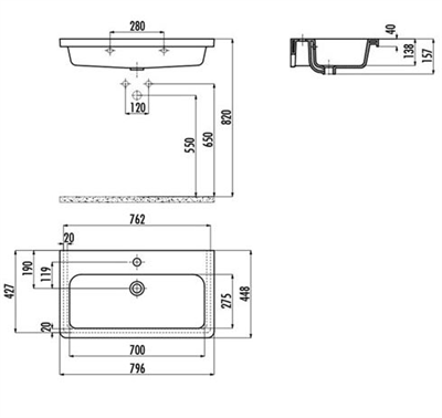 Creavit IP080 İpek Dolap Uyumlu Lavabo 45X80 cm Beyaz