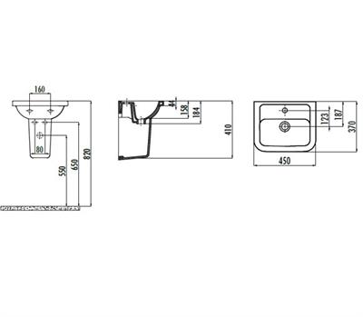 Creavit Ky045 Key Köşeli Yarım Ayak Lavabo 36*45 Cm