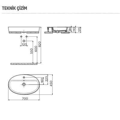 CREAVİT LP171 Loop Oval Çanak Lavabo 45x70 cm