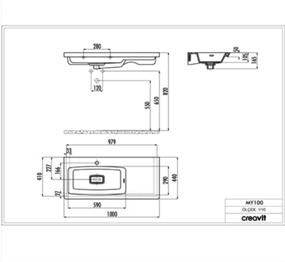 CREAVİT MY100 Memory 100 cm Etajerli Dolap Uyumlu Lavabo