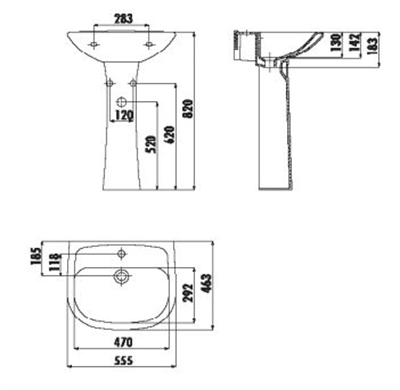 CREAVİT PA055 TAM AYAKLI LAVABO 45X55 CM
