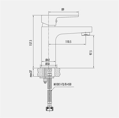 Creavit SR1500K Sharp Lavabo Bataryası - Kırmızı