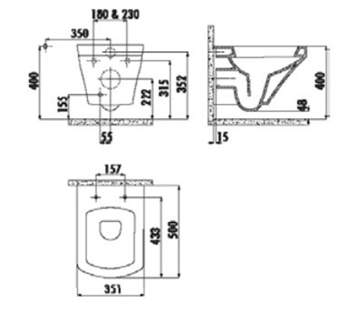 Creavit SR320 Sorti Asma Klozet Beyaz Ve Kapağı