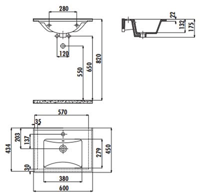 Creavit SU060 Su Dolap Uyumlu Lavabo 45X60 cm Beyaz