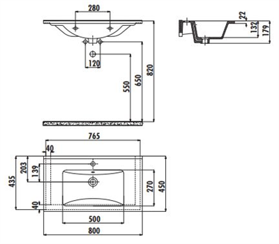 Creavit SU080 Su Dolap Uyumlu Etajerli Lavabo 45X80 cm Beyaz