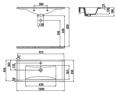 Creavit SU100 Su Dolap Uyumlu Lavabo 45X100 cm Beyaz