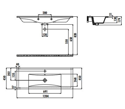 Creavit SU120 Su Dolap Uyumlu Lavabo 45X120 cm Beyaz