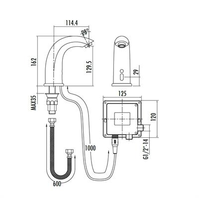 Creavit ES2200 Round-S Fotoselli Lavabo Armatürü Tek Su Girişli AC/DC